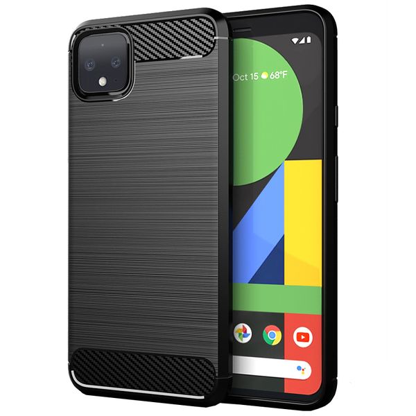 Capa de silicone TPU de fibra de carbono textura à prova de choque capa protetora Magro ajuste suave para o Google pixel 4 4A 3 3A XL pixel 2 XL