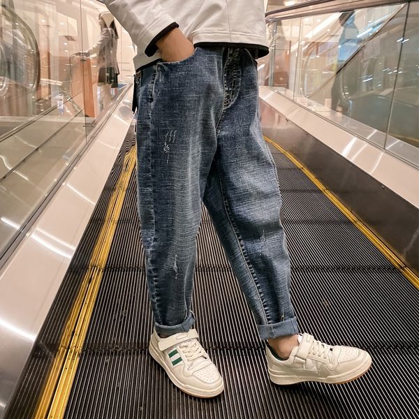 

ie7lf autumn new boys' korean casual denim pants 2020 jeans and jeans children's medium and large children's foreign style st, Blue