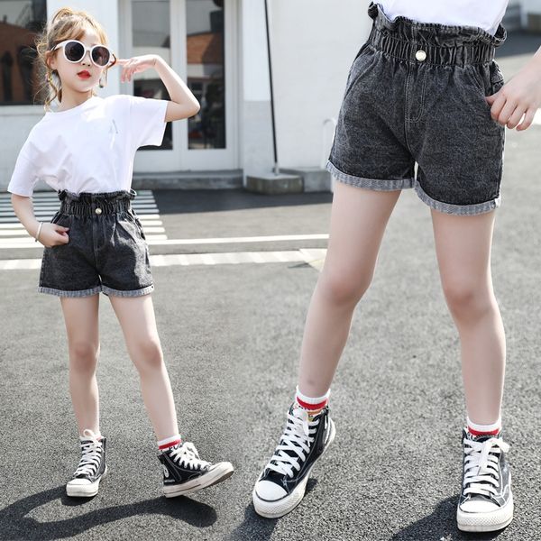 

girls' denim 2020 shorts and shorts foreign style medium and large children's holes korean style all-match outdoor fashion, Blue