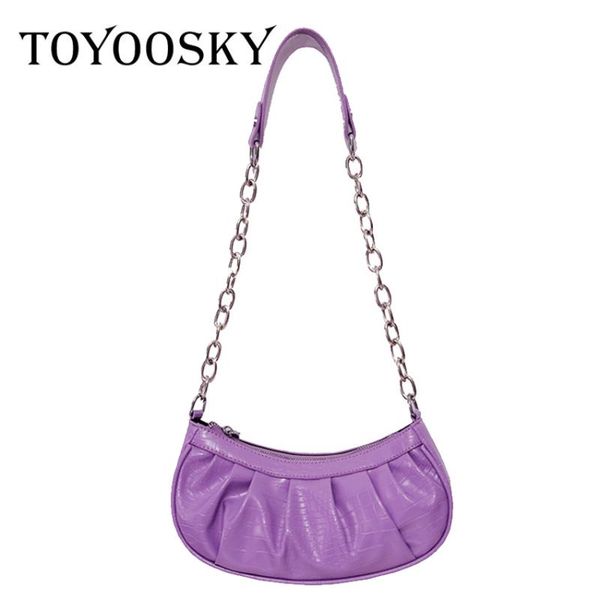 

toyooskyfashion crocodile pattern baguette shape bags mini pu leather shoulder bags for women 2020 chain design luxury