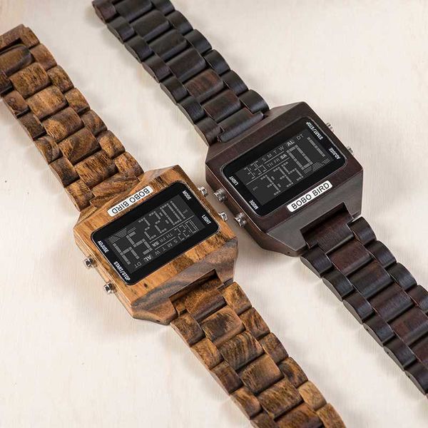 

relogio masculino bobo bird electronic wood watch multi-colored led shows alarm clock date week display accept customized oem, Slivery;brown