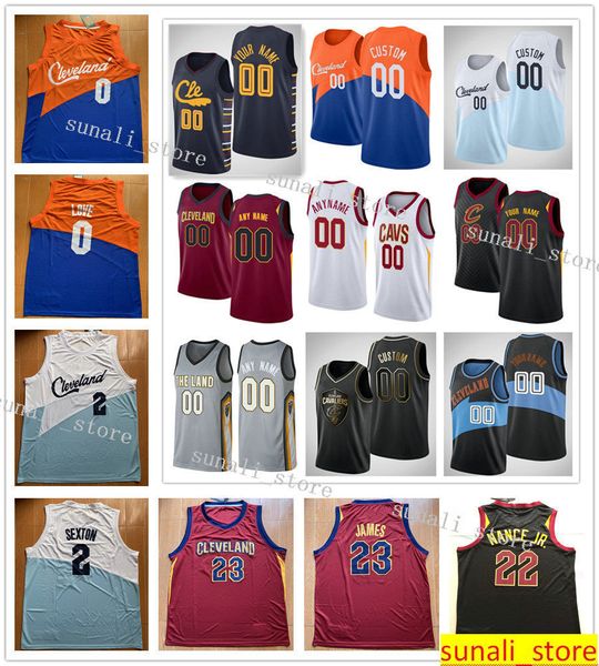 

printed mens kevin 0 love andre 3 drummond tristan 13 thompson larry 22 nance jr. matthew 18 dellavedova collin 2 sexton jerseys basketball, Black;red
