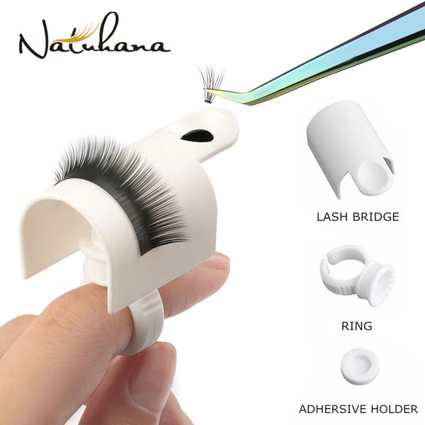 

false eyelashes natuhana 1set u band lash device strips holder ring with glue plate adhesive eyelash pallet for extension