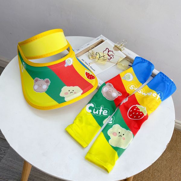 

sweet ice sleeve rainbow empty ice sleeve children's sunscreen sun hat baby sun hat, Yellow