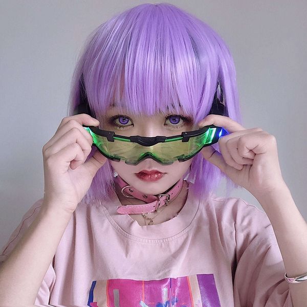 

fahlq harajuku вогнутого стиль банджа девушка l светящейся технология чувство супер очки аксессуары очки охладиться защиты глаз очков tiktok