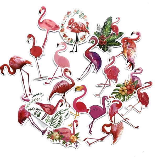 

10 sets=190pcs pink flamingo sticker water cup computer waterproof sticker