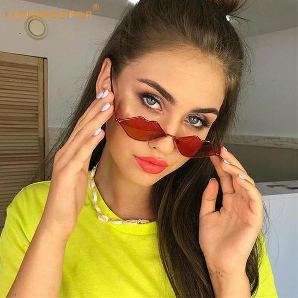 

longkeeper red lips sunglasses women 2020 fashion luxury cat eye sun glasses ladies vintage hip hop eyewear party gafas, White;black