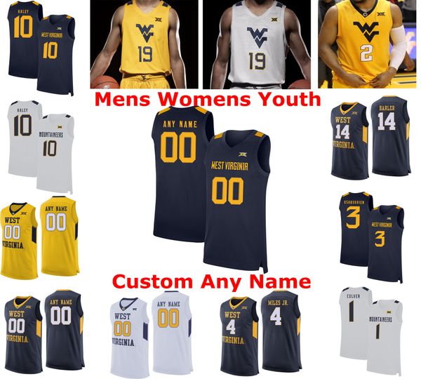 

west virginia mountaineers jerseys spencer macke jersey logan routt oscar tshiebwe derek culver new mens basketball jersey custom stitched, Black