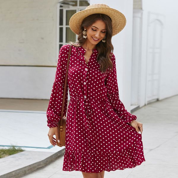 

Lady Long Sleeve Printed Causal Dress for Autumn
