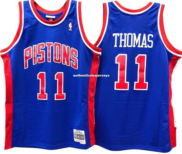 

изя thomas # 11 sewn синего высокого качества vintage top джерси mens vest размер xs-6xl прошитого баскетбол джерси ncaa, Gray
