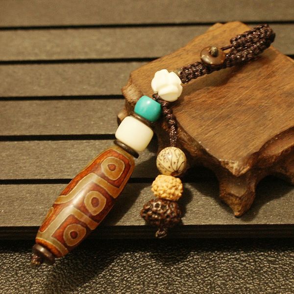 

бѬелок подвека natural onyx 9 глаз дзи лаки аѬм key подвека дл мђжин и женин, Silver