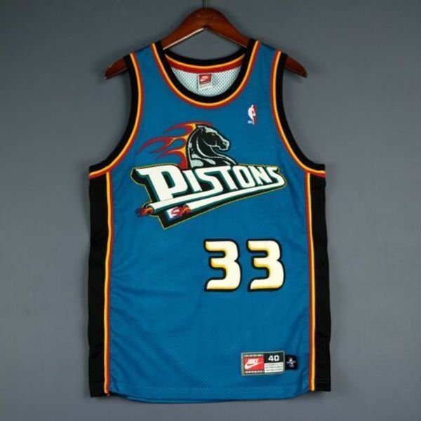 

100% stitched grant hill vintage det jersey size xs-5xl mens throwbacks basketball jerseys, Gray