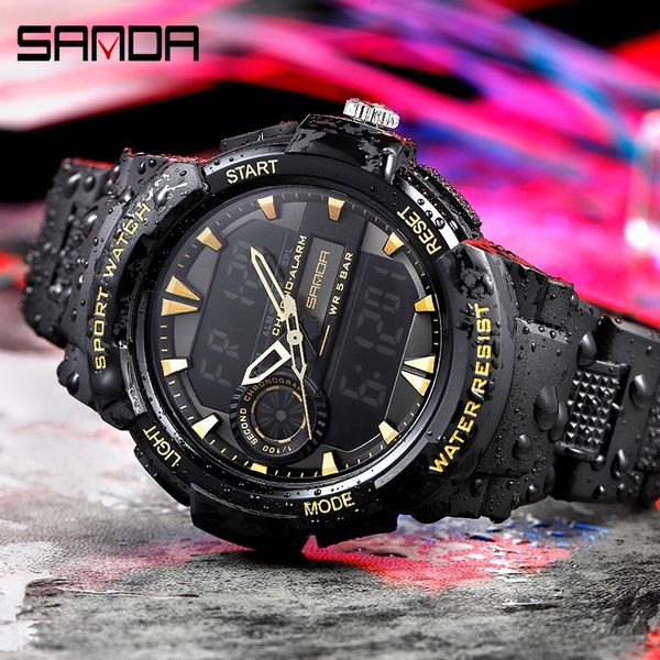 

sunda new sports luminous watch waterproof luminous multi-functional simple personalized fashion dual-display men's watch, Blue