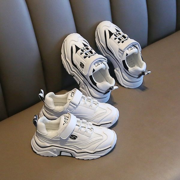 

gfr68 autumn 2020 boys' breathable white girls' genuine leather sports leisure daddy autumn 2020 boys' breathable white shoes, Black