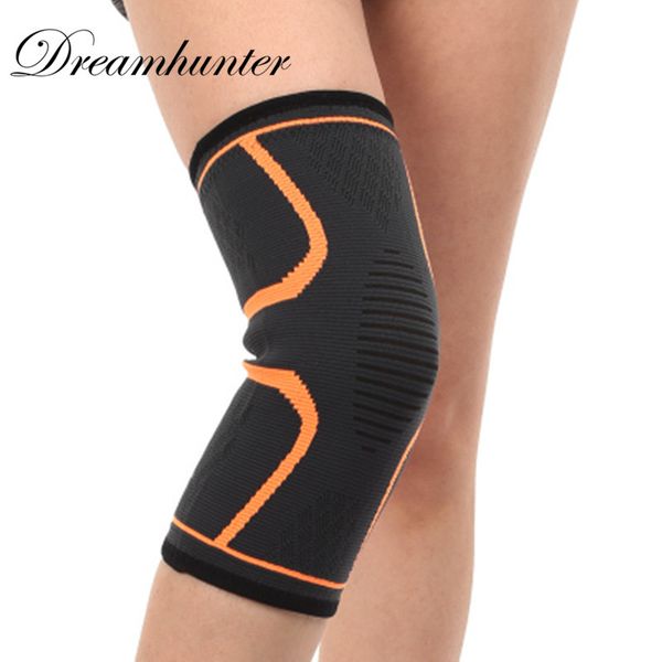 

1 pair fitness running cycling braces kneepads 3d weaving elastic nylon knee support sport safety compression knee pad sleeve, Black;gray