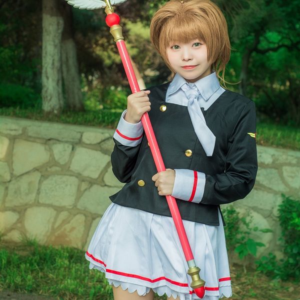

zdkfj cartoon cartoon puli girl puli student magic card girl sakura coser magic card changing sakura zhishi school uniform cosply student cl, Black;red