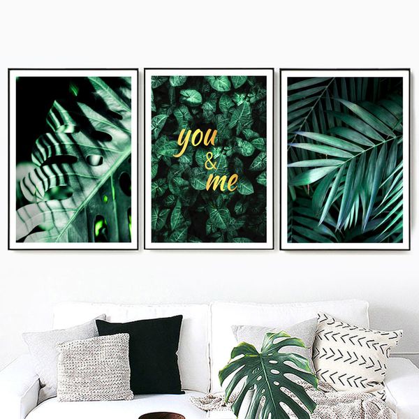 

fresh green tropical plants leaf nordic posters and prints wall art canvas painting decoration wall pictures for living room