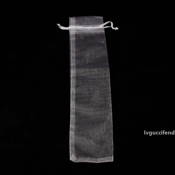 

50 pcs white drawstring organza folding hand fan pouch party wedding gift bags