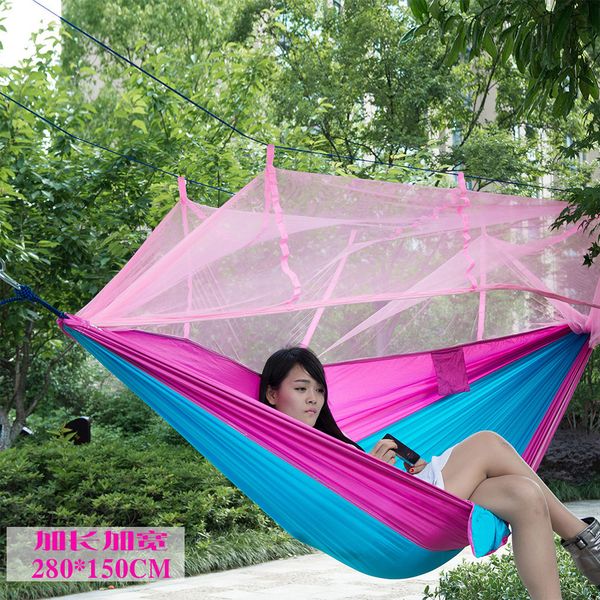 

lengthened and widened 280*150cm hammock with mosquito net parachute cloth ultra-light outdoor camping aerial tent swing