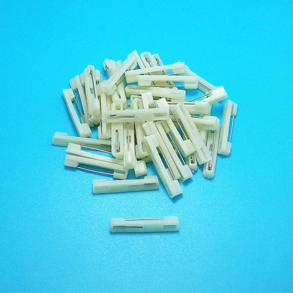 

31mm plastic brooch work number plate school diy bie zhen accessory pin card badge fixed white pin creative diy accessories, Silver