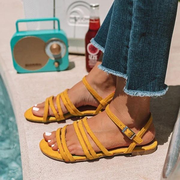

karin large size 43 women sandals low heels peep toe platform narrow band flats summer casual woman shoes, Black