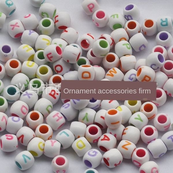 

diy beaded bracelet material 8*9mm acrylic letter barrel beads white background diy necklace beaded necklace color 26 english letters, Slivery;white
