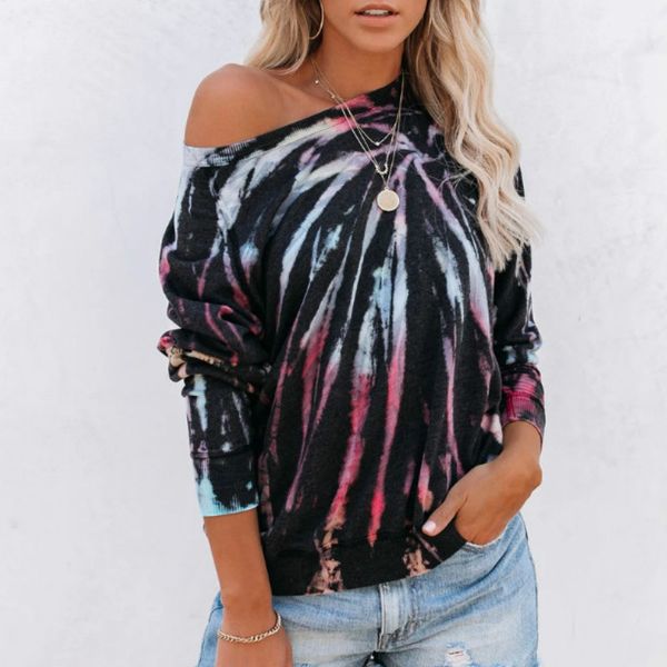 

hirigin women sping autumn tie dye printed loungewear t-shirt 2020 fashion ladies casual street high street wholesale, White