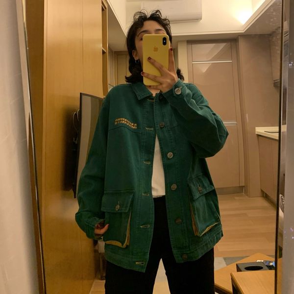 

zfoko denim пальто женщин осень 2020 новый корейский стиль трусы трусы ins ji kuansong hong kong стиль все-матч с длинным рукавом fashio, White;black