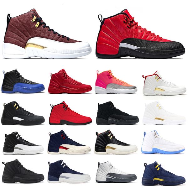 

fashion 12 12s mens basketball shoes university gold stone blue reverse flu game dark concord game ball men sports trainer sneaker