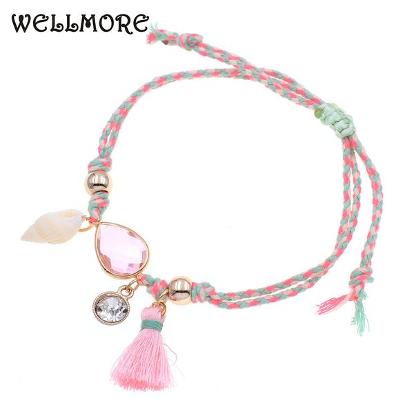 

wellmore anklets for women handmade shell /crystal boho anklet bracelets summer beach party foot jewelry drop shipping wholesale t200714, Red;blue