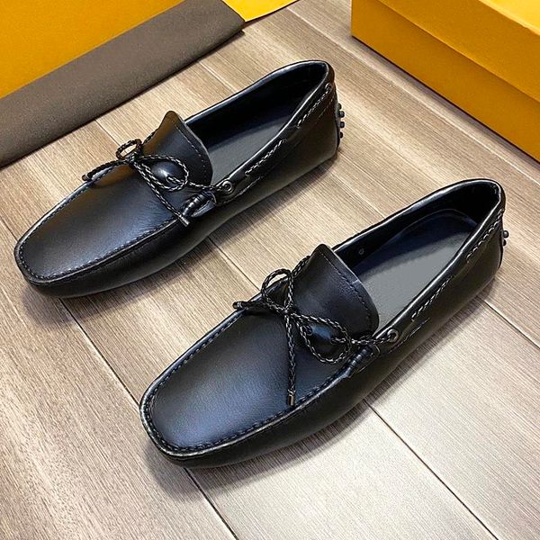

new highquality mens casual bowknot leather shoes, nonslip wearresistant flat loafers, pedal driving shoes, stylish loafers with origina qws, Black