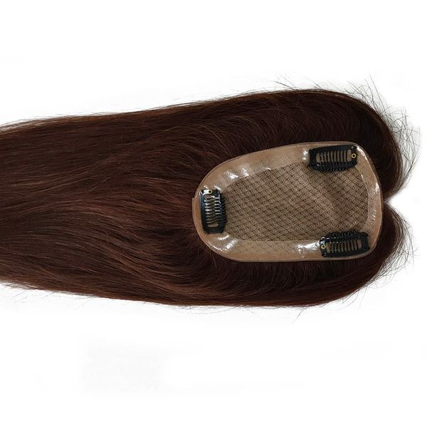 

virgin human hair 6*12 hair toupee hair extensions natural color and brown color, 3pcs one lot, ing, Black