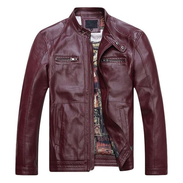 

men's fur & faux us size men leather jacket mens casual fashion pu motorcycle slim fit stand collar black coffee male coat plus