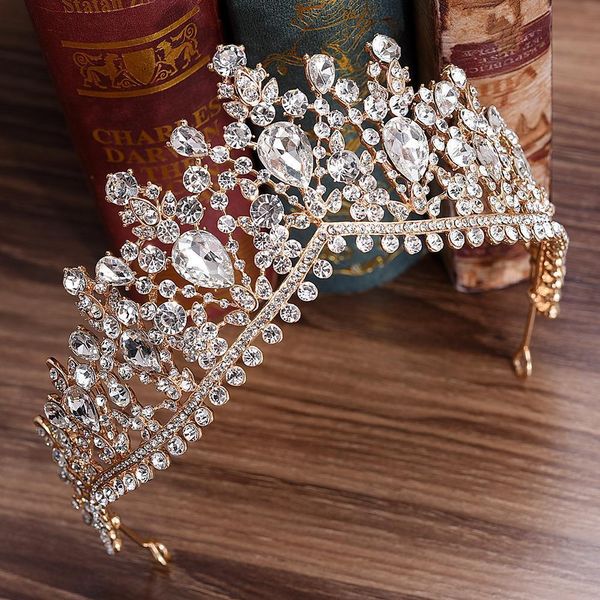 

new korean rhinestone wedding tiara popular bride tiara wedding accessories bridal hair accessories, Slivery;golden