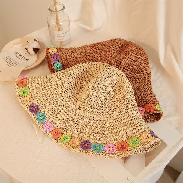 

pot crochet flower korean style fashionable face-covering fisherman children's fisherman sunscreen hat winter ins sunscreen hat, Blue;gray