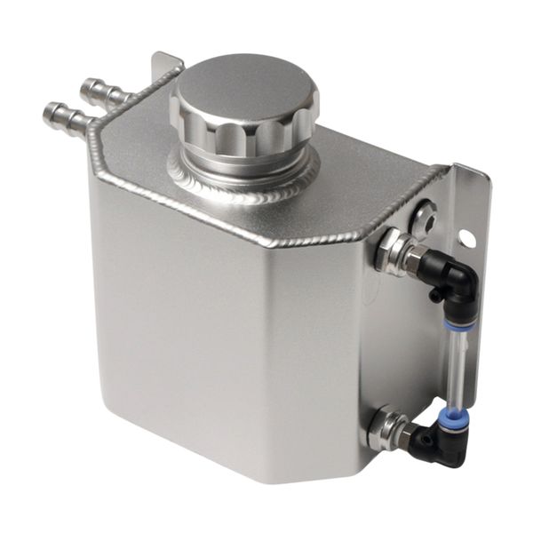 

universal 1l alloy aluminium water overflow expansion coolant tank bottle with drain plug(polished