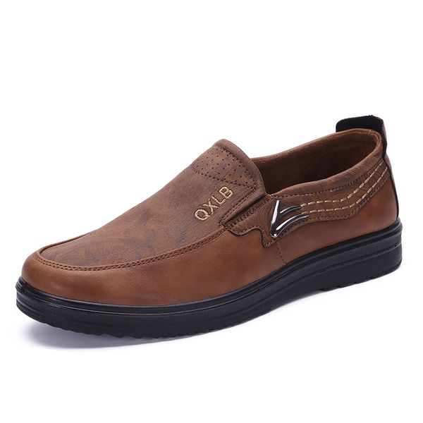 

new men casual shoes slip on men loafers male footwear vintage leather flats moccasins shoes big size 38-48, Black
