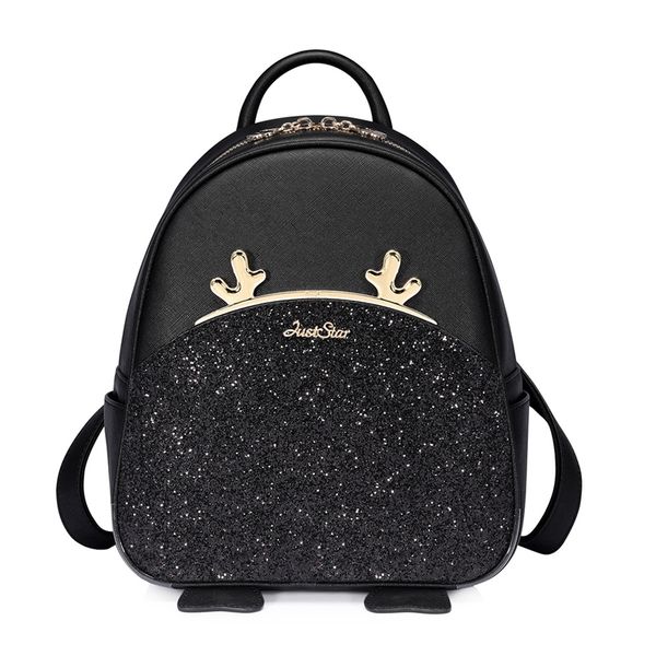

auau-just star brand women's leather backpack female fashion cartoon deer horn tassel double shoulder bags ladies travel backpac