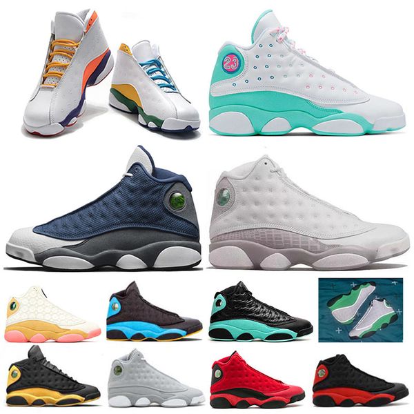 

13 13s mens basketball shoes aurora green black cat court purple singles day playground men shoes sneaker trainers 5.5-13