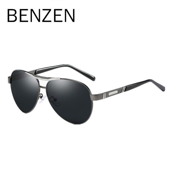 

benzen classic pilot sunglasses men polarized male sun glasses uv 400 vintage driving glasses eyewear black with case 9307, White;black