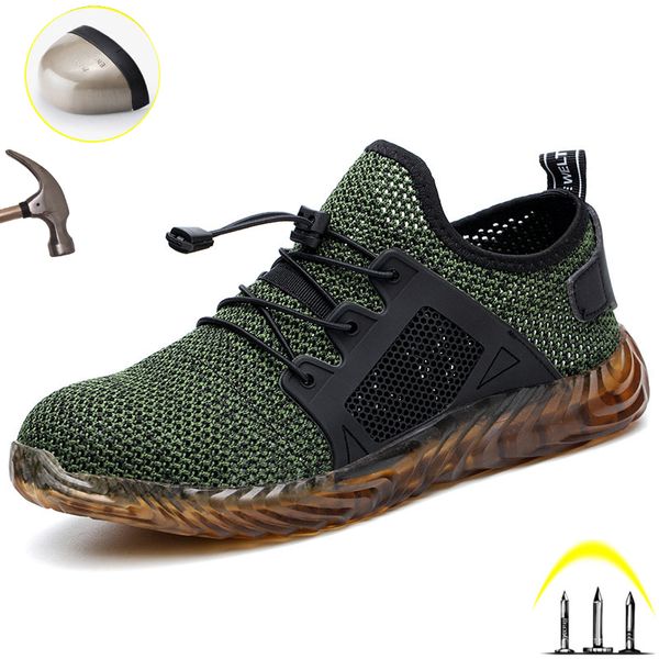 

taobo men's work safety shoes steel toe construction sneaker men puncture proof super lightweight safety shoes