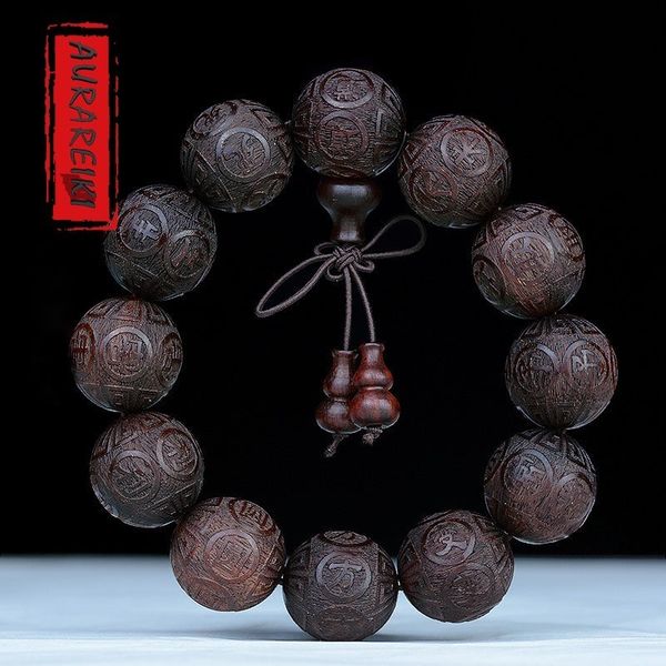

aurareiki lobular rosewood природные резные из бисера буддизм браслет максим амулет шарм браслет шариков rosary мала unisex c0078 y200730, Black