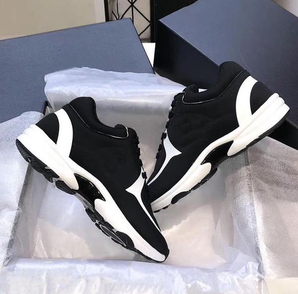 

designer men and women leather sneakers calfskin lightweight rubber girls running shoes, Black