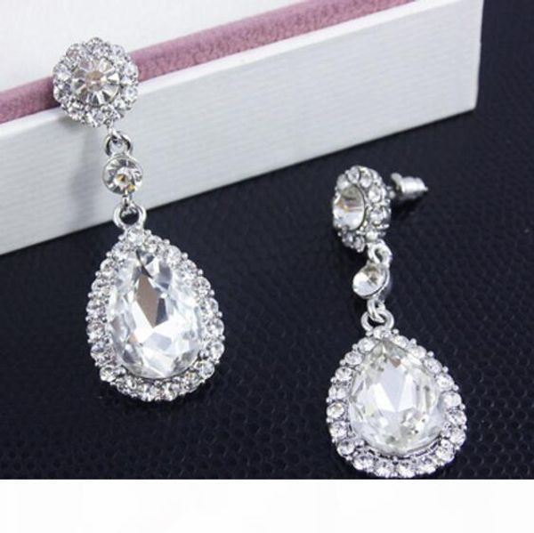 

m кристалл люкс ювелирные наборы серебро цвет teardrop bridal браслет серьги наборы свадебные украшения бесплатная доставка, Silver