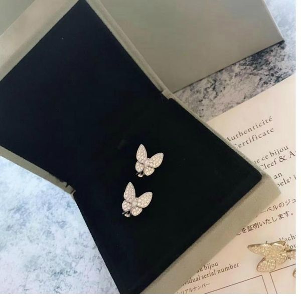 

luxury jewelry earrings s925 sterling silver material butterfly diamond stud earrings designer flying butterfly wedding engagement earra8e0#, Golden;silver
