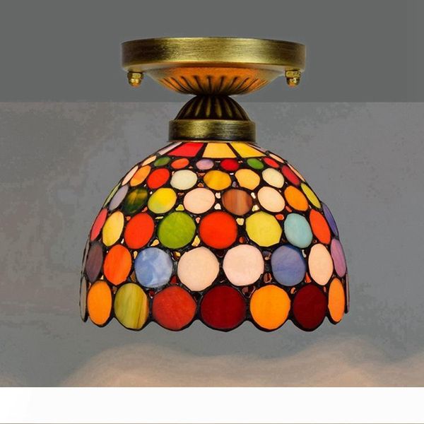 

lighting pendant lamp stained glass chandeliers multicolor circle pattern tiffany light dining room corridor tf046