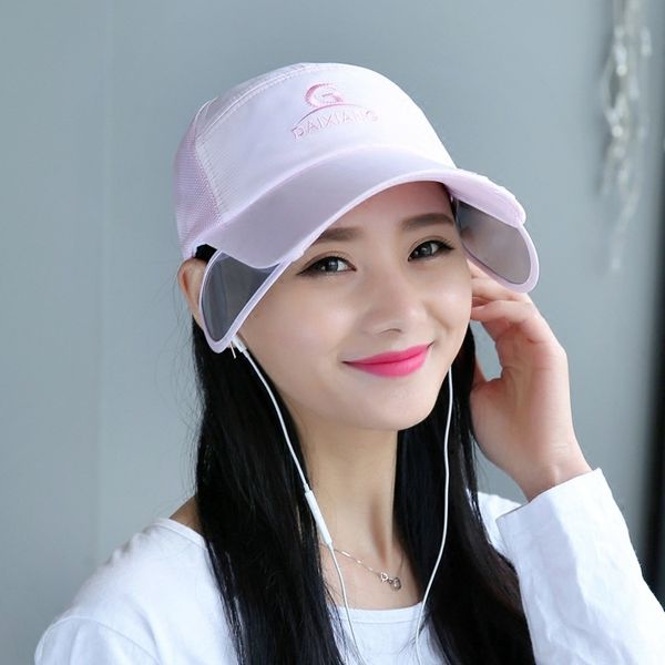 

men's summer korean baseball outdoor fishing sunscreen sun hat baseball sun hat retractable sunshade women's cap cap cap, Blue;gray