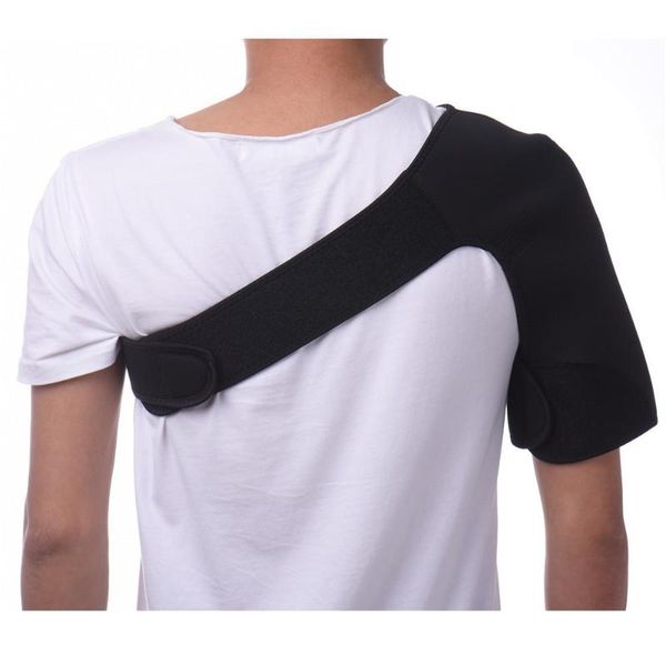 

adjustable shoulder protector sports shoulder support brace elastic bandage tap single pain guard strap 4, Black;blue
