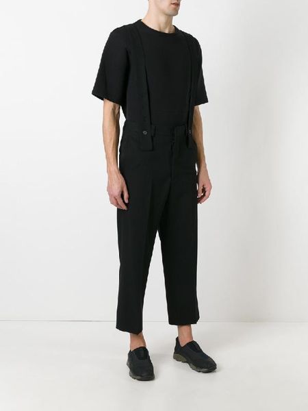 

men's pants casual personality thin feet england harem black slim bib elastic nine points overalls