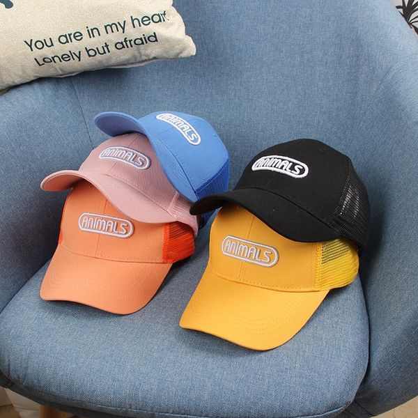 

cap summer thin net embroidery embroidery children's sun embroidered animal letter net hat korean children's hat, Blue;gray